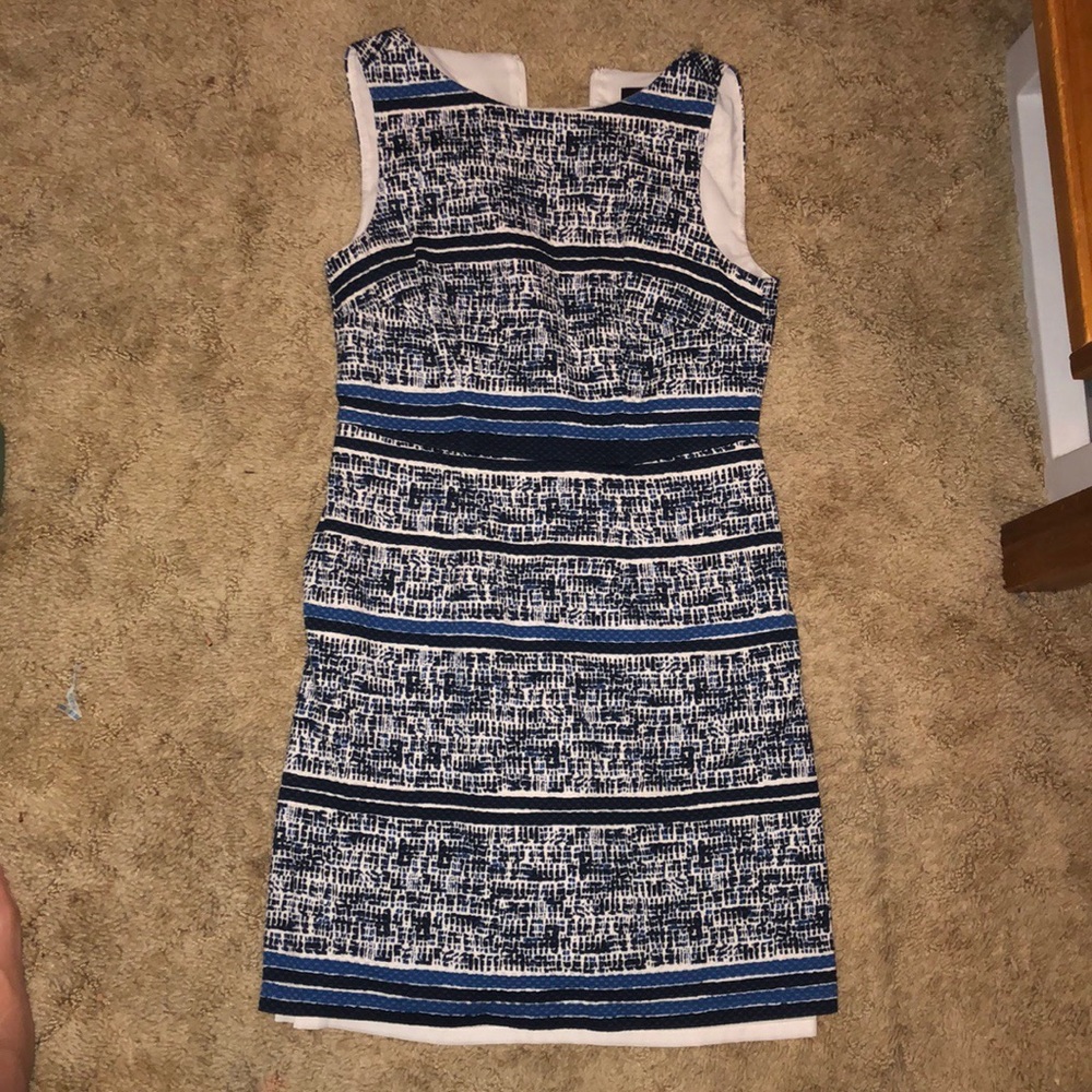 Blue Patterned Work Dress